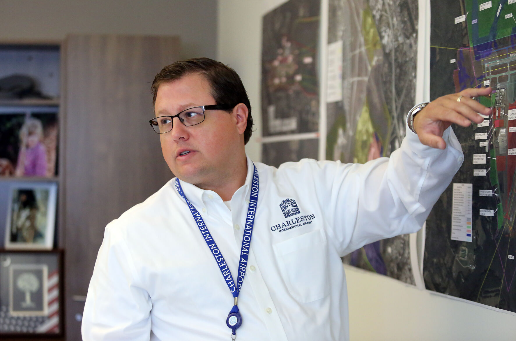 Elliott Summey in his office at Charleston International Airport